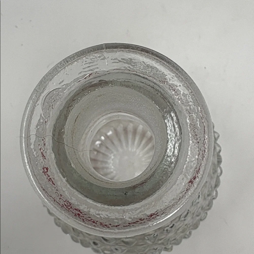 ANCHOR HOCKING Vintage Hobnail Decanter Red Trim With Top